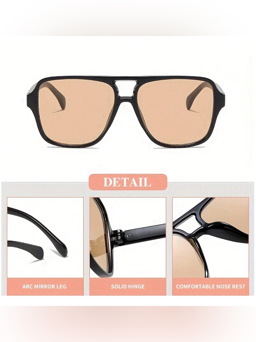 Classic Black Frame Sunglasses with Amber Lenses - Picture 3 of 3